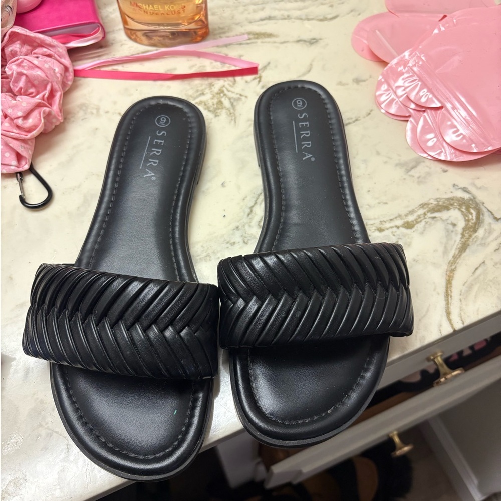 Serra Women's Black Braided Slide Sandals